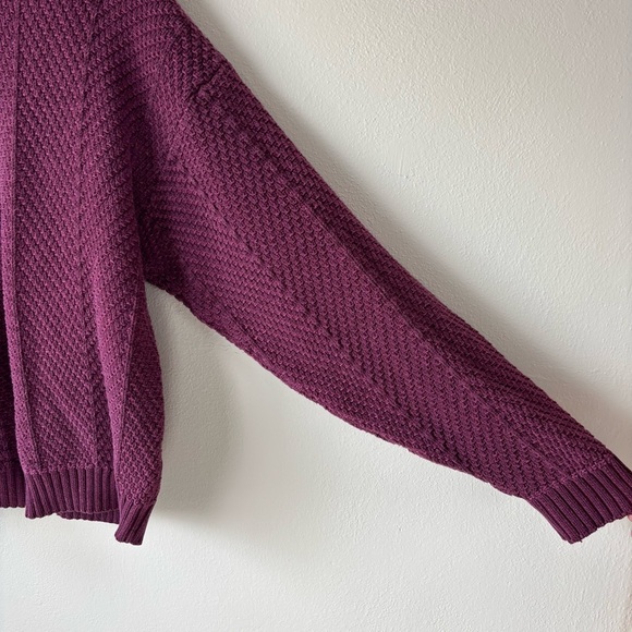 Vintage Eddie Bauer Chunky Knit Sweater In Burgundy 100% Cotton Women’s Sz Large - Picture 5 of 5